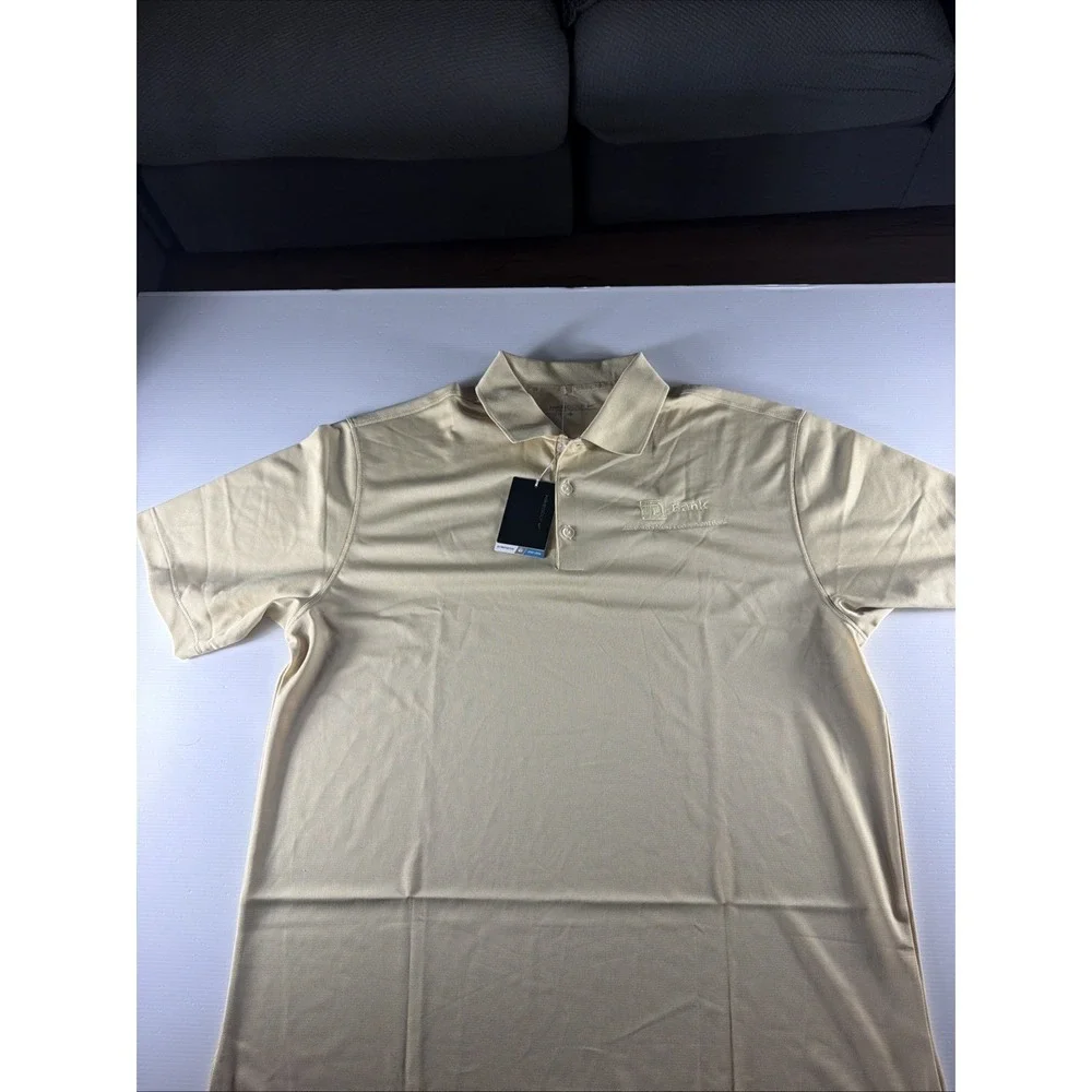 Nike Golf TD Bank Polo Shirt Men's Large Beige Embroidered Logo NWT
